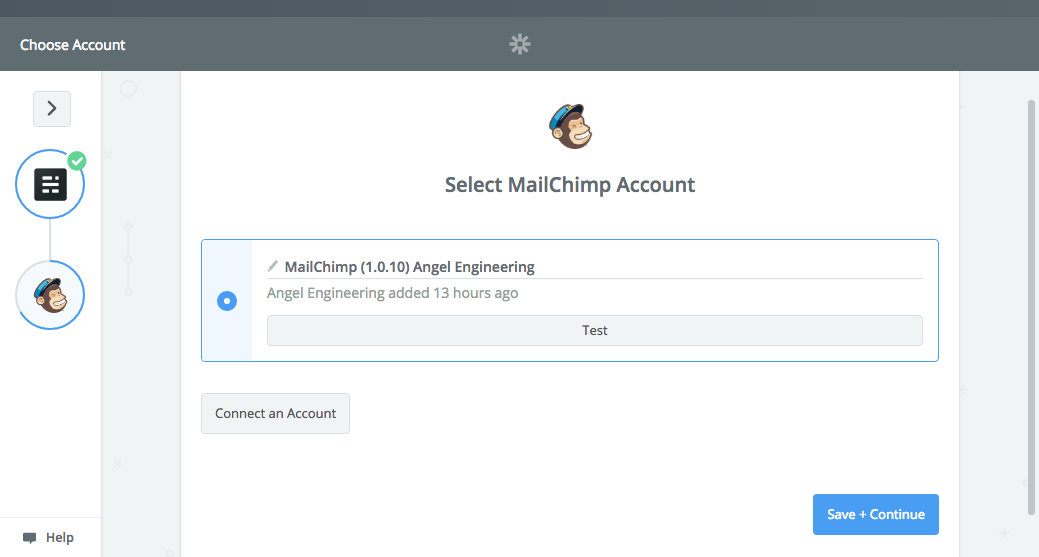 Mailchimp account selection