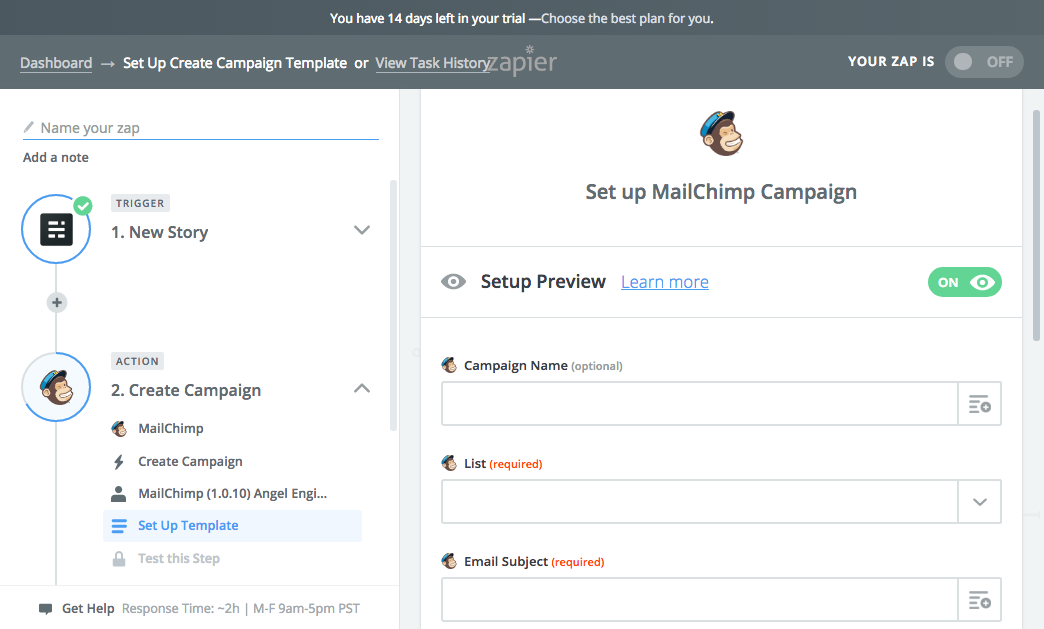 Mailchimp campaign options