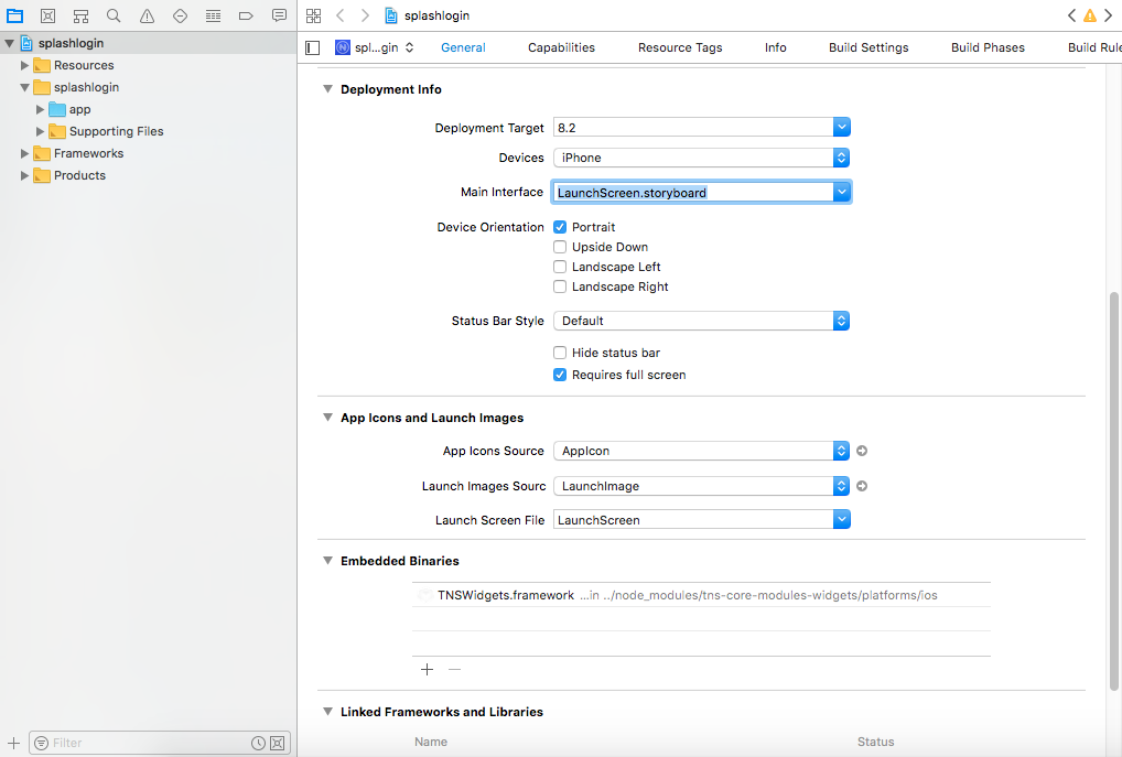 Xcode target configuration